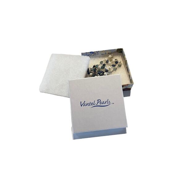 Vantel Pearls 2 Strand Necklace Cultured Pearls Mini Stones New In Box - Picture 1 of 6